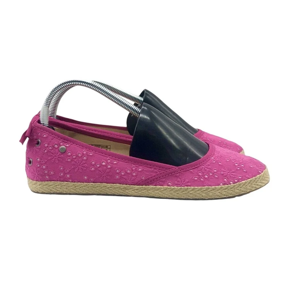 UGG Australia Pink Eyelet Espadrille Flats Bow Back 1004022K Womens 6